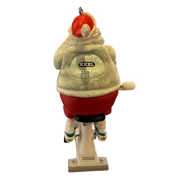 Hallmark Keepsake Ornament Snackercize 2003 Movement Santa Cycles Exercise Worko - Picture 6 of 11